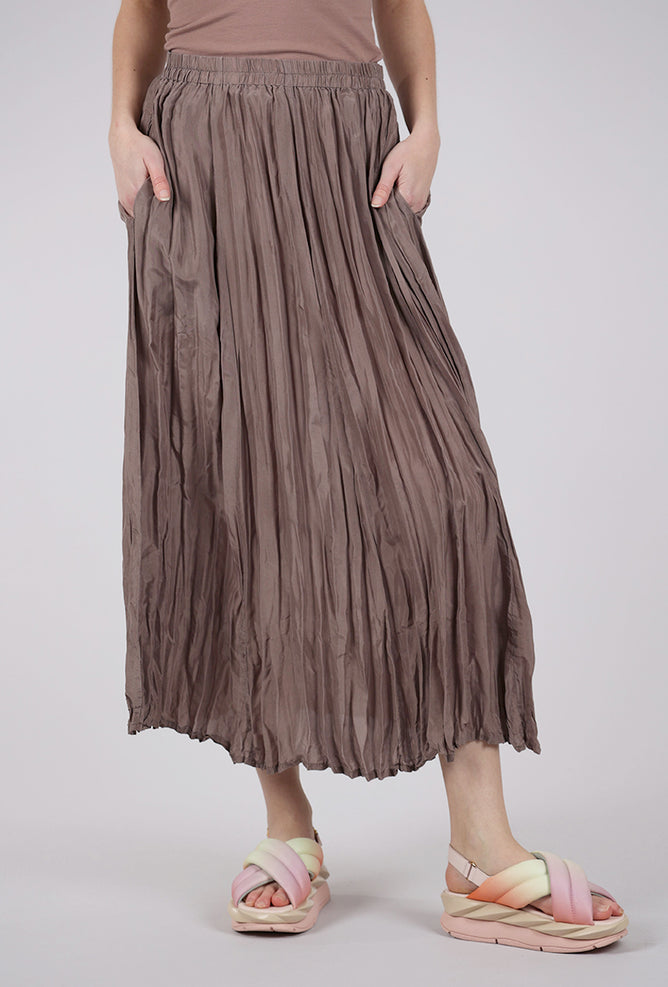 Grizas Crinkle Silk Skirt, Mushroom 