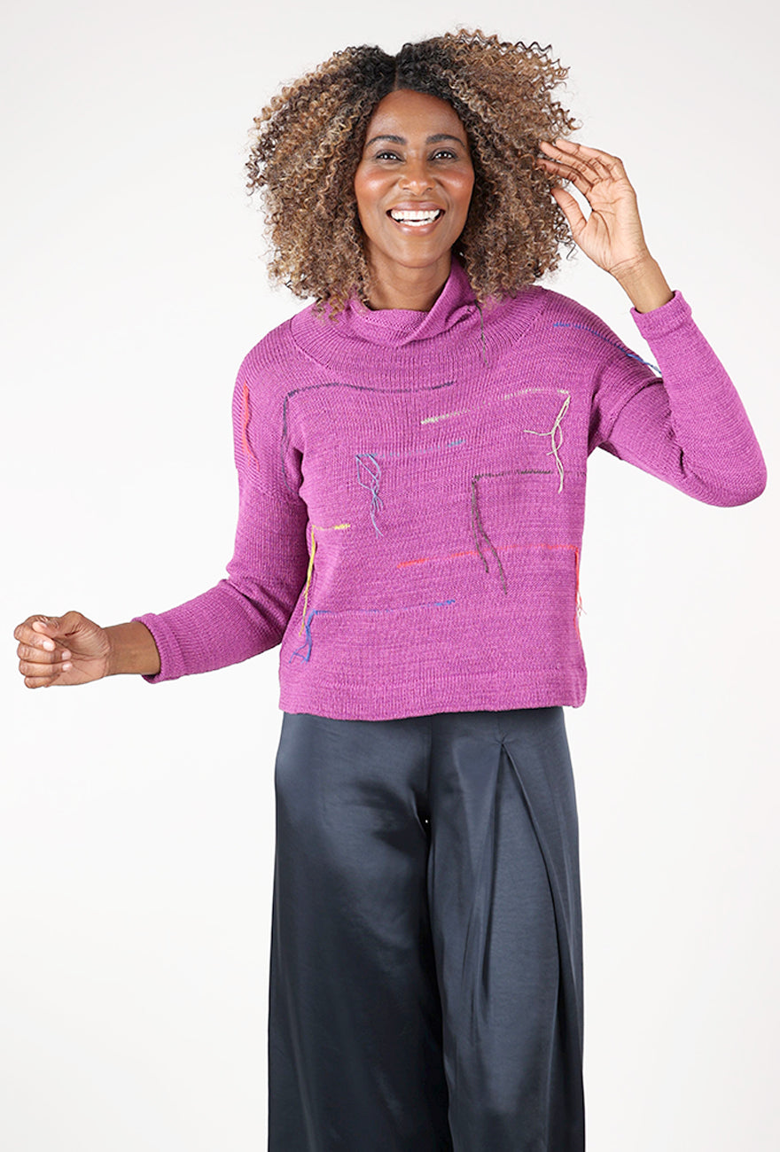 Taylor Drippy Threads Sweater, Magenta