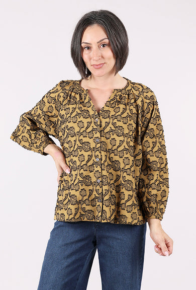 Habitat Floral Jacquard Romance Shirt, Cumin 