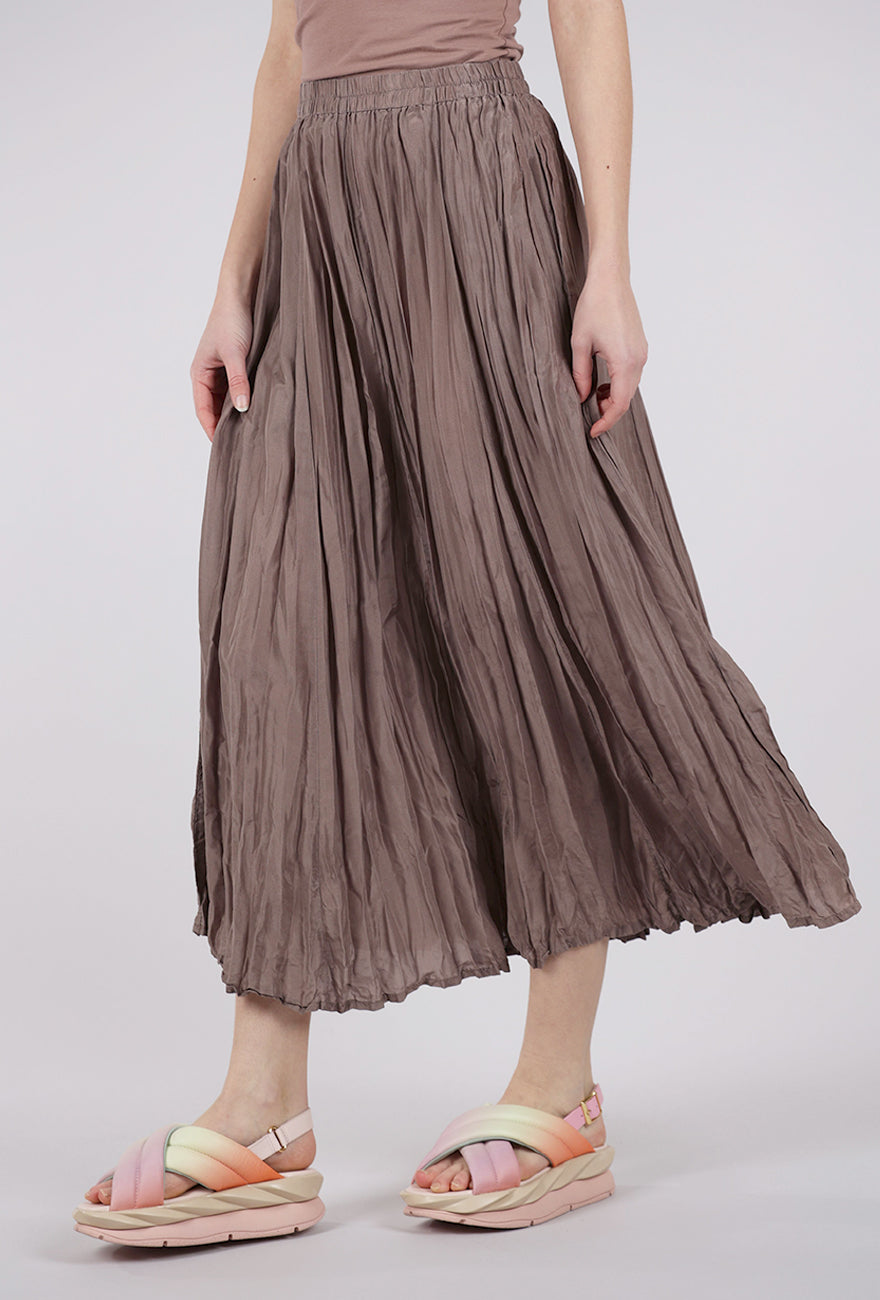 Grizas Crinkle Silk Skirt, Mushroom 