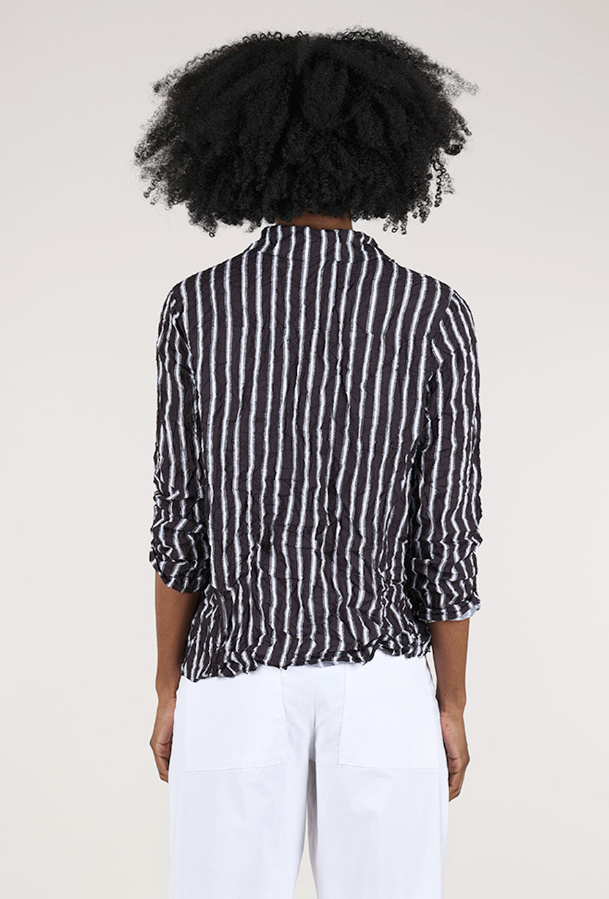 Olivia by Habitat Crimped Crepe Stripe Liv Top, Black/White 
