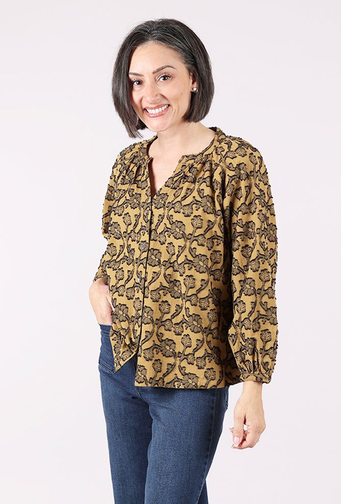 Habitat Floral Jacquard Romance Shirt, Cumin 