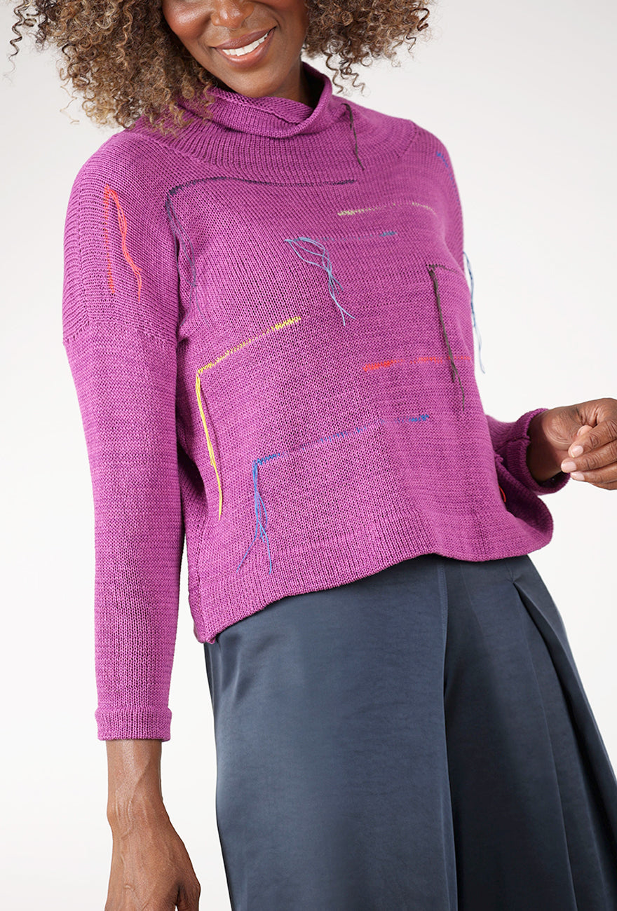 Taylor Drippy Threads Sweater, Magenta