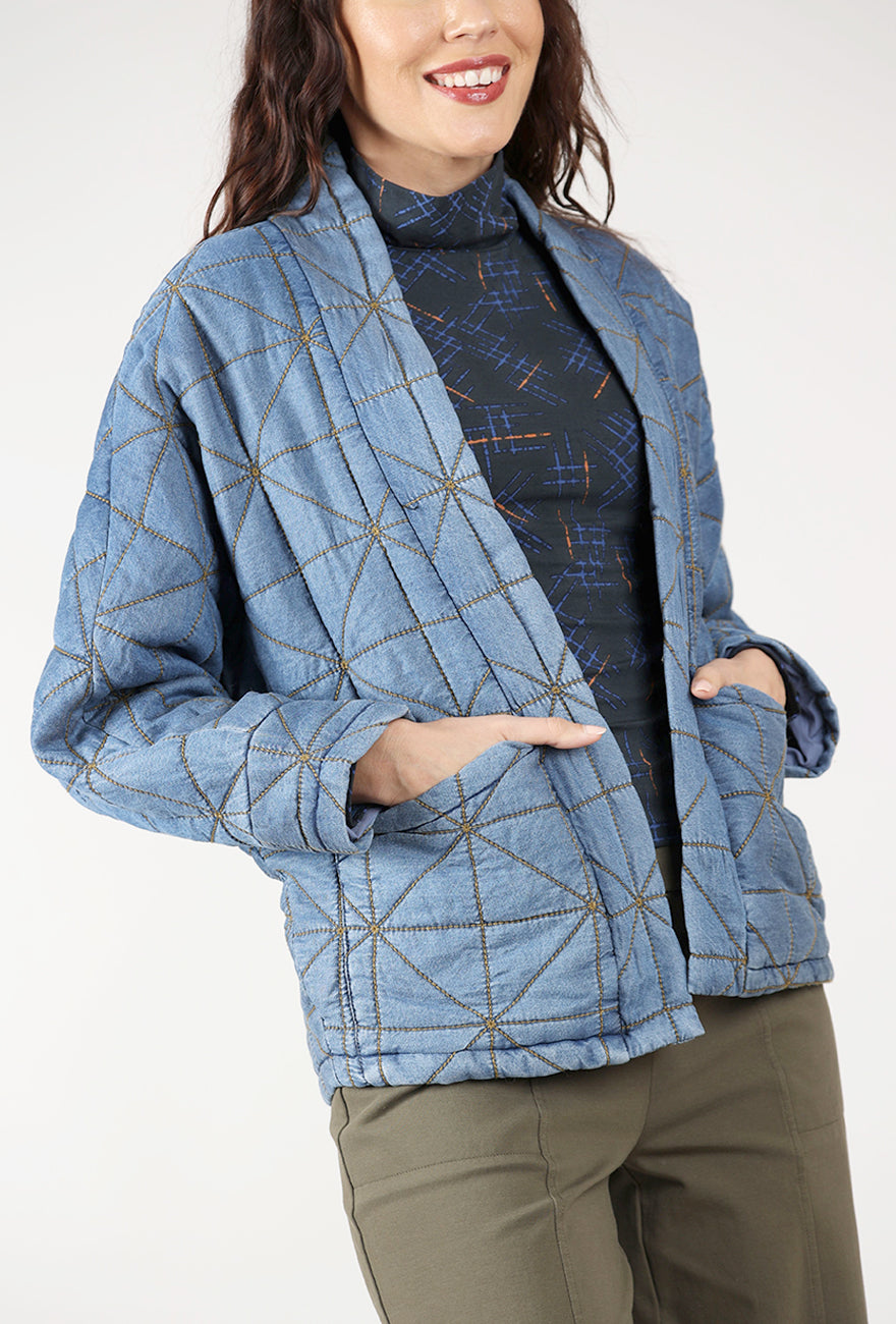 Habitat Diamond Quilt Kimono Jacket, Denim 