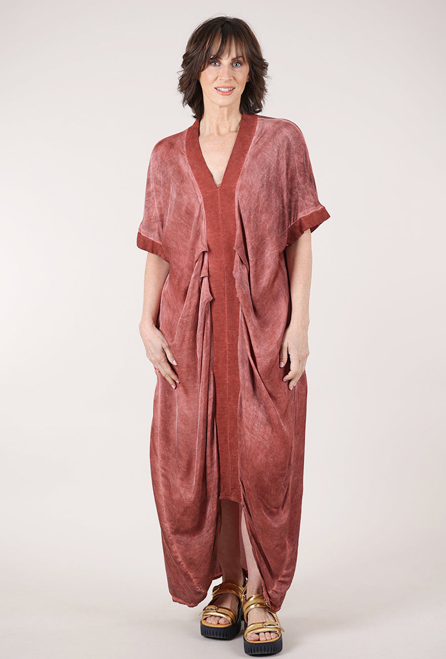 Sanctamuerte Gather Center Silk Caftan, Red Ochre 