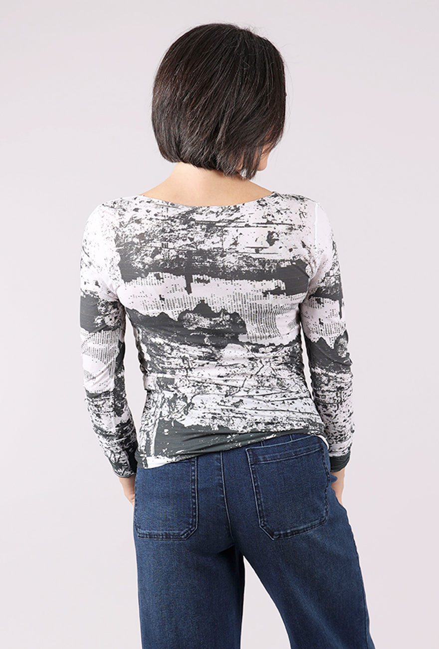 AMB Designs Raw Edge Second Skin Top, Grungy/White 
