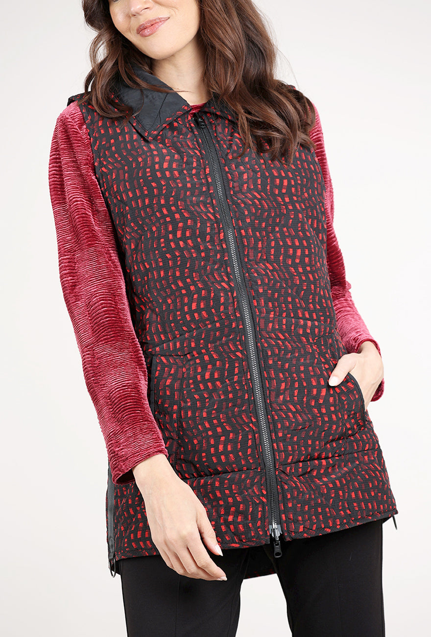 Habitat Reversible Printed Quilt Vest, Wine/Black 