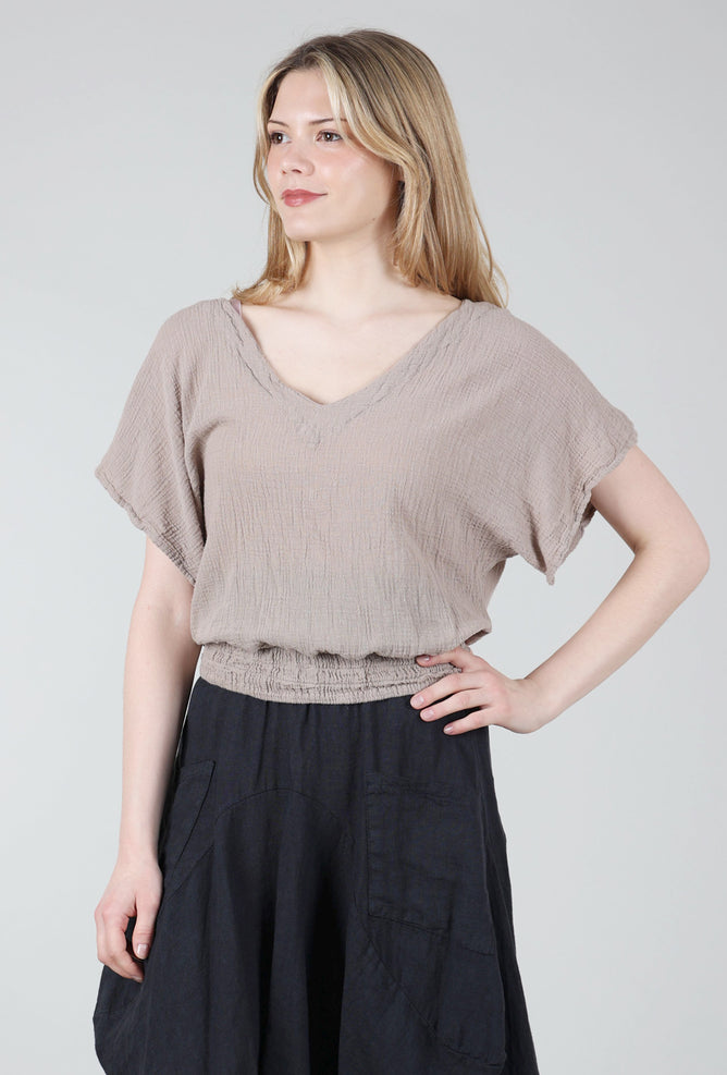 Oh My Gauze Romane Top, Taupe 