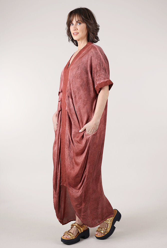 Sanctamuerte Gather Center Silk Caftan, Red Ochre 