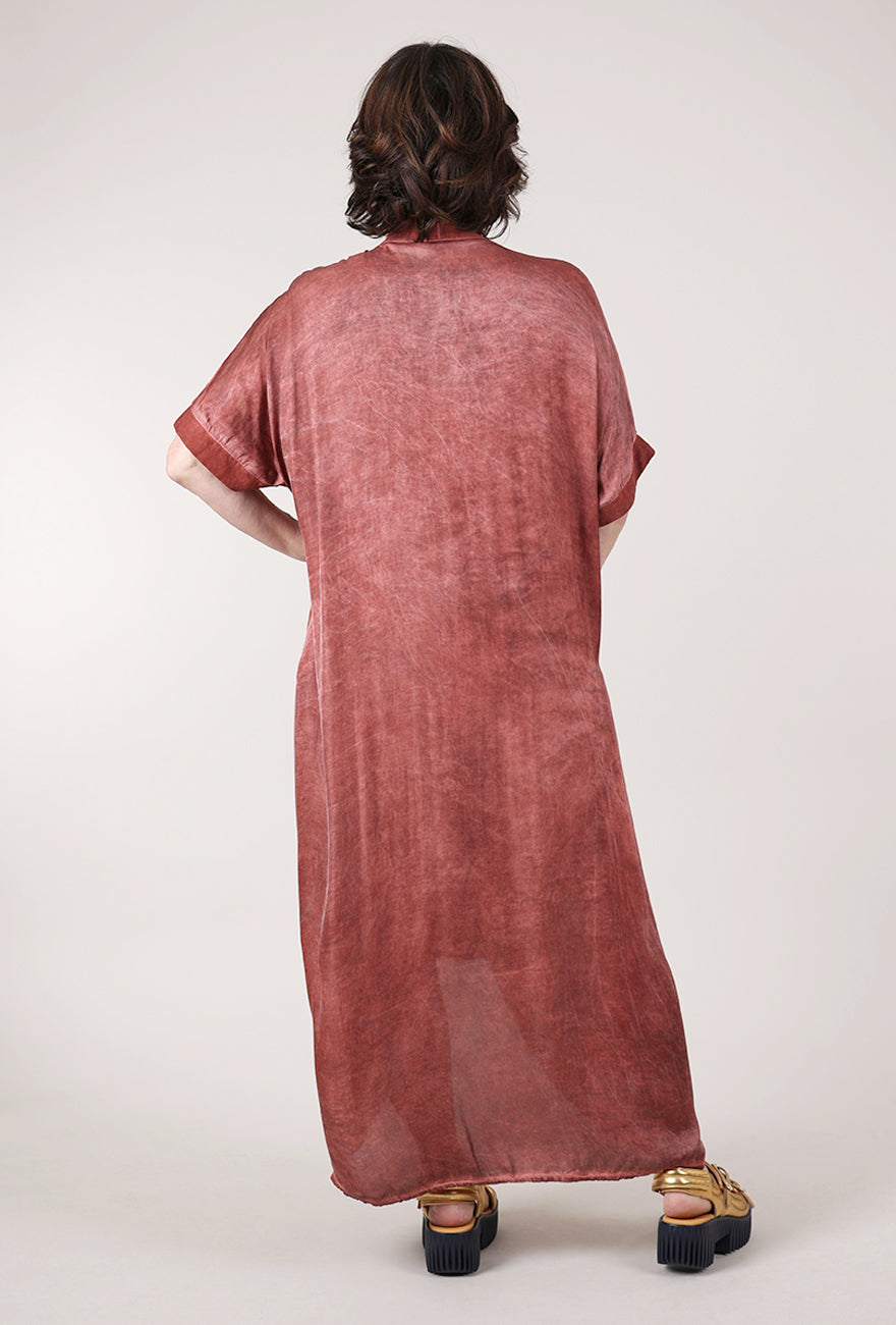Sanctamuerte Gather Center Silk Caftan, Red Ochre 