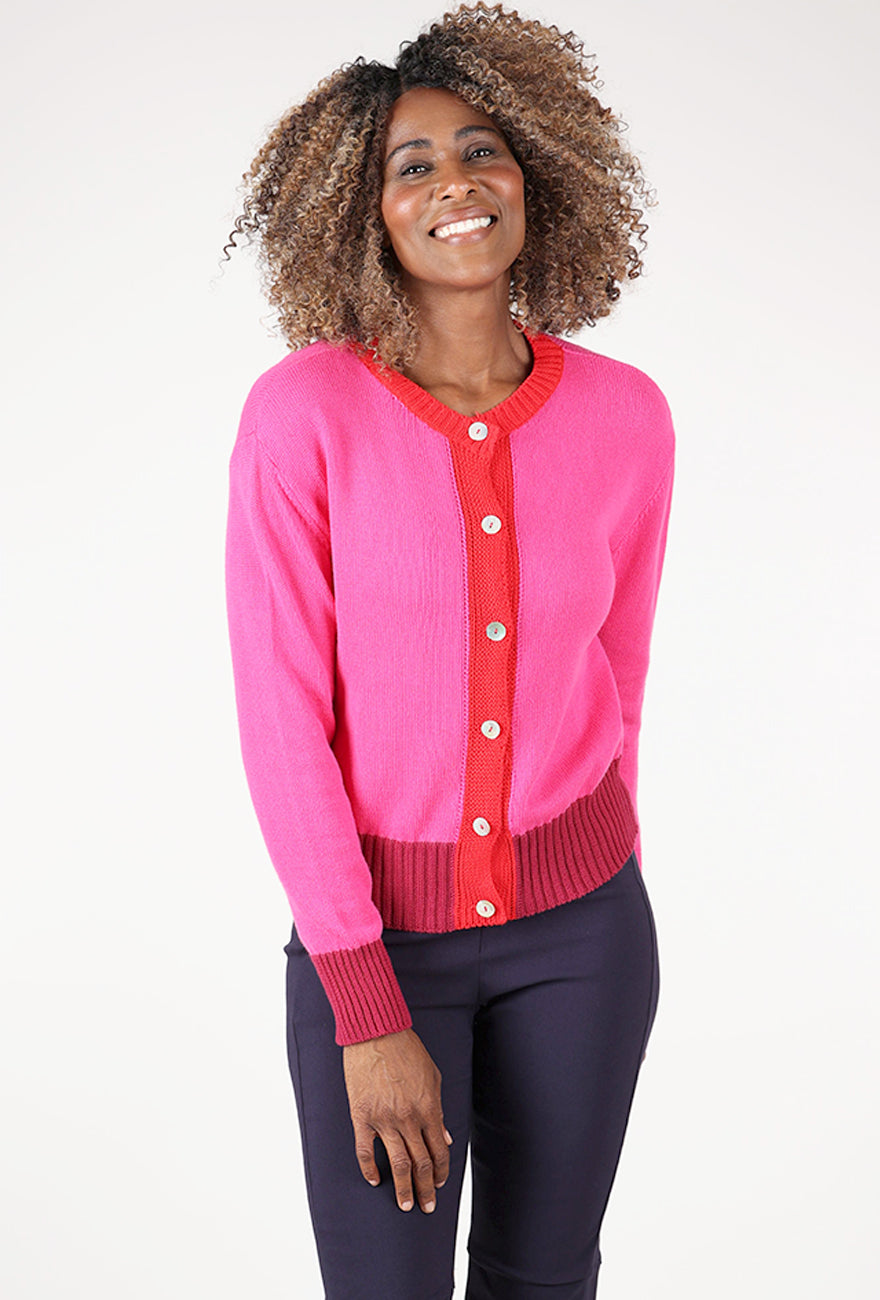 Candace Stripe Cardie, Fuchsia