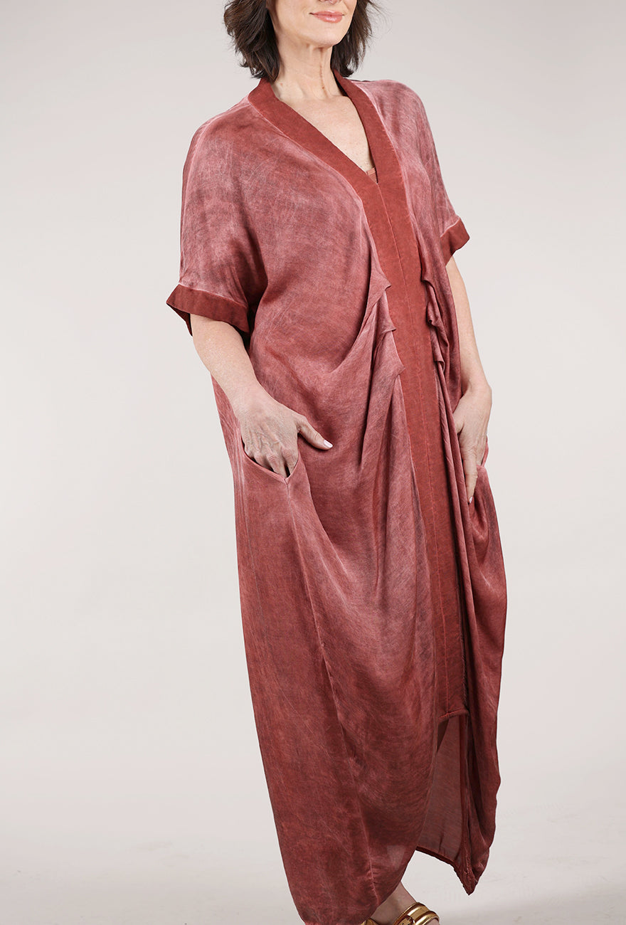 Sanctamuerte Gather Center Silk Caftan, Red Ochre 