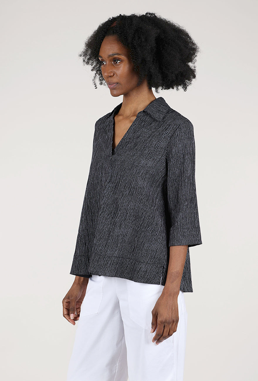 Niche Ridge Stripe Amelia Top, Gray 