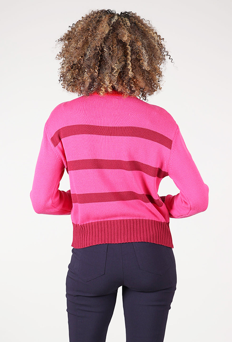 Candace Stripe Cardie, Fuchsia