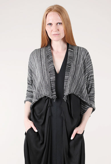 Paper Temples Holey Crepe Cardie, Black Marled 