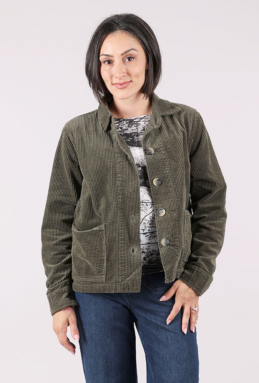 Cut Loose Luxe Cord Cropped Jacket, Kelp 