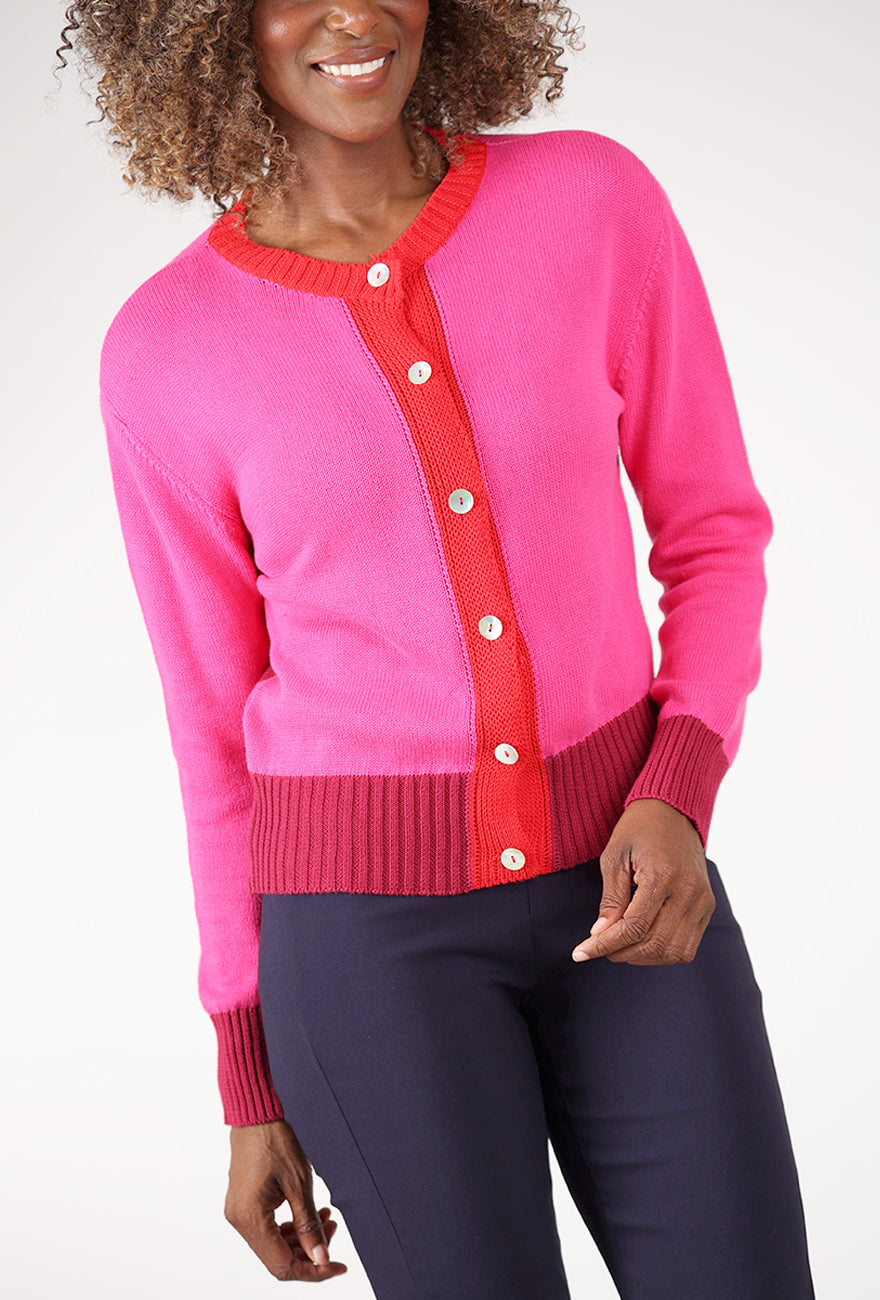 Candace Stripe Cardie, Fuchsia