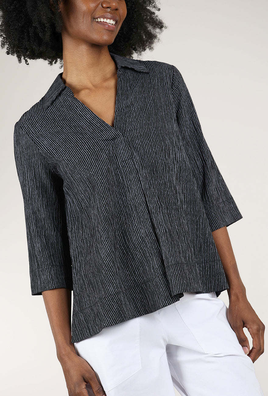 Niche Ridge Stripe Amelia Top, Gray 