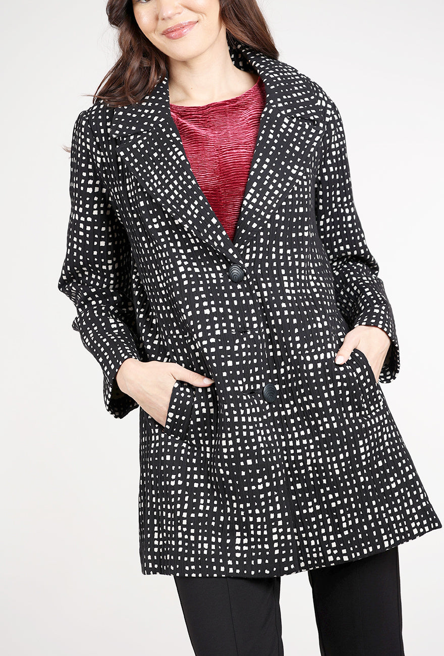 Habitat Autumn Check Paris Car Jacket, Black/Ecru 