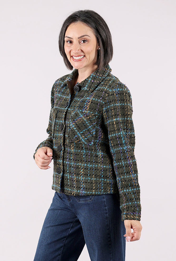 Habitat Confetti Plaid Shacket, Avocado 