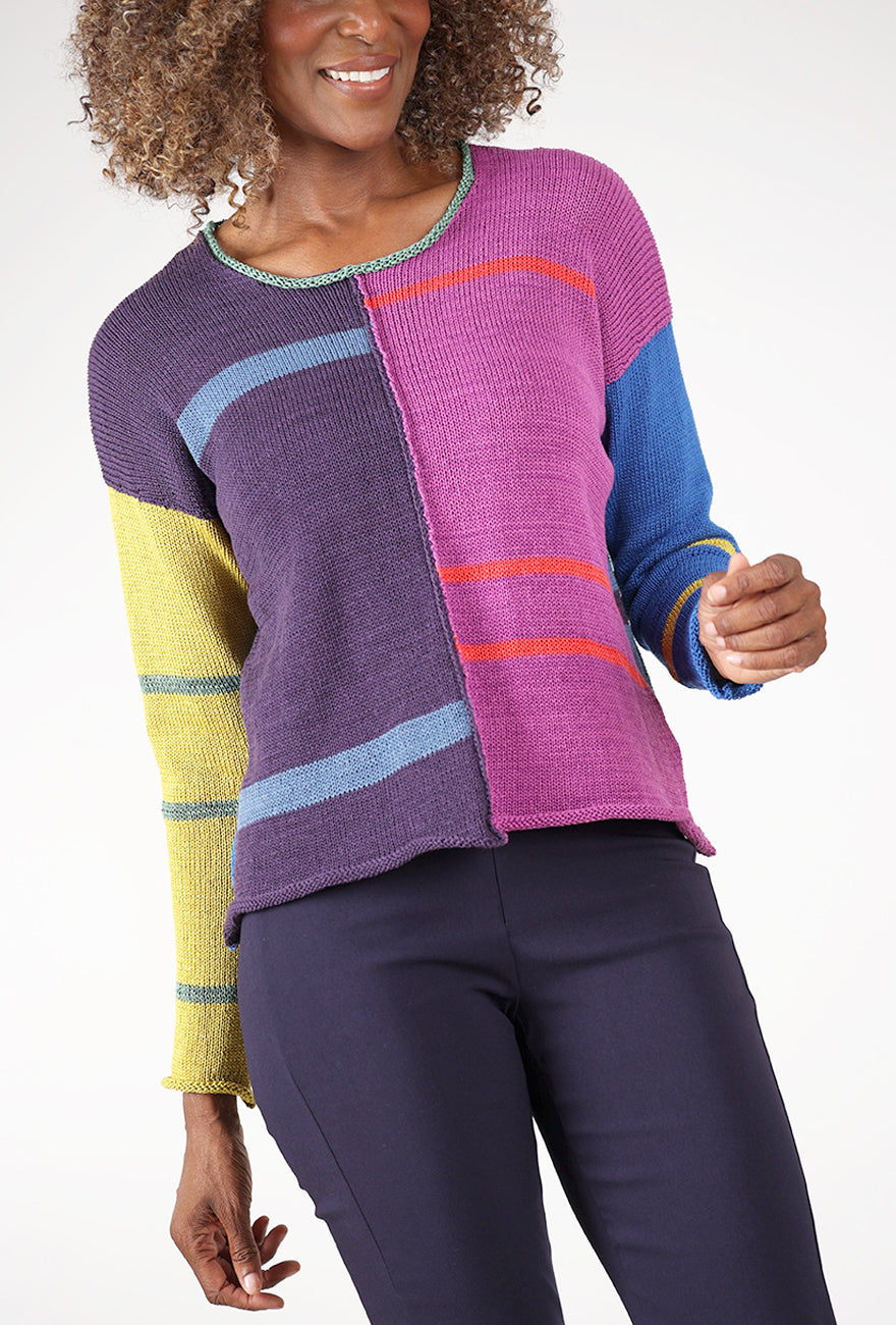 Edwards Sweater, Stripe Mix Angle 4
