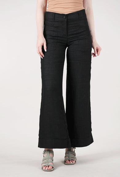 Hannes Roether Pinstripe Flare Trouser, Black 