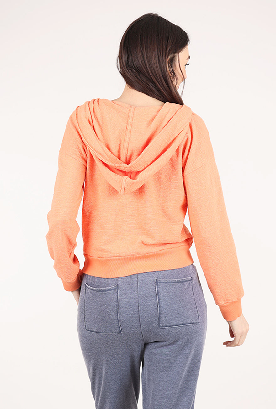 Mododoc Lace Up Henley Hoodie, Tiger Lily 