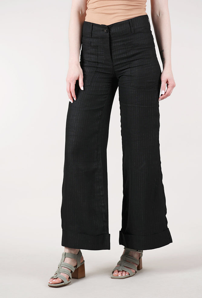 Hannes Roether Pinstripe Flare Trouser, Black 