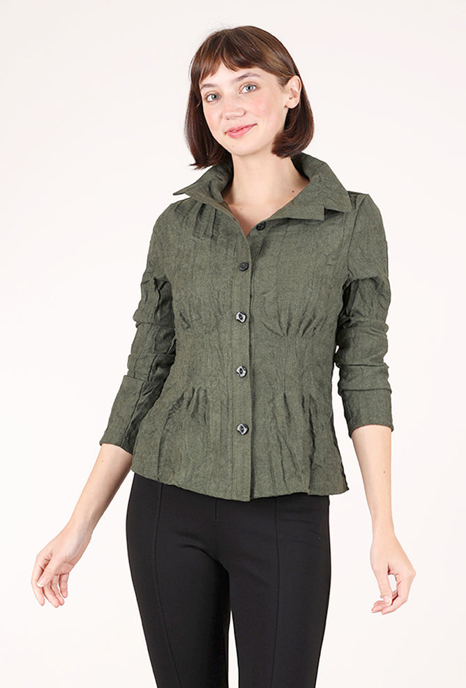 Trisha Tyler Faux Suede Crinkle Top, Sage 