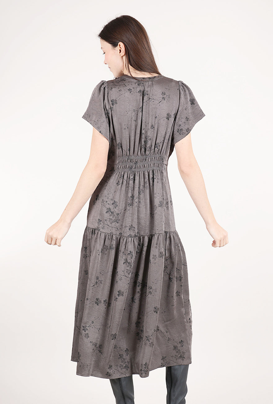 Grade & Gather Printed Ruffle Midi Dress, Steel 