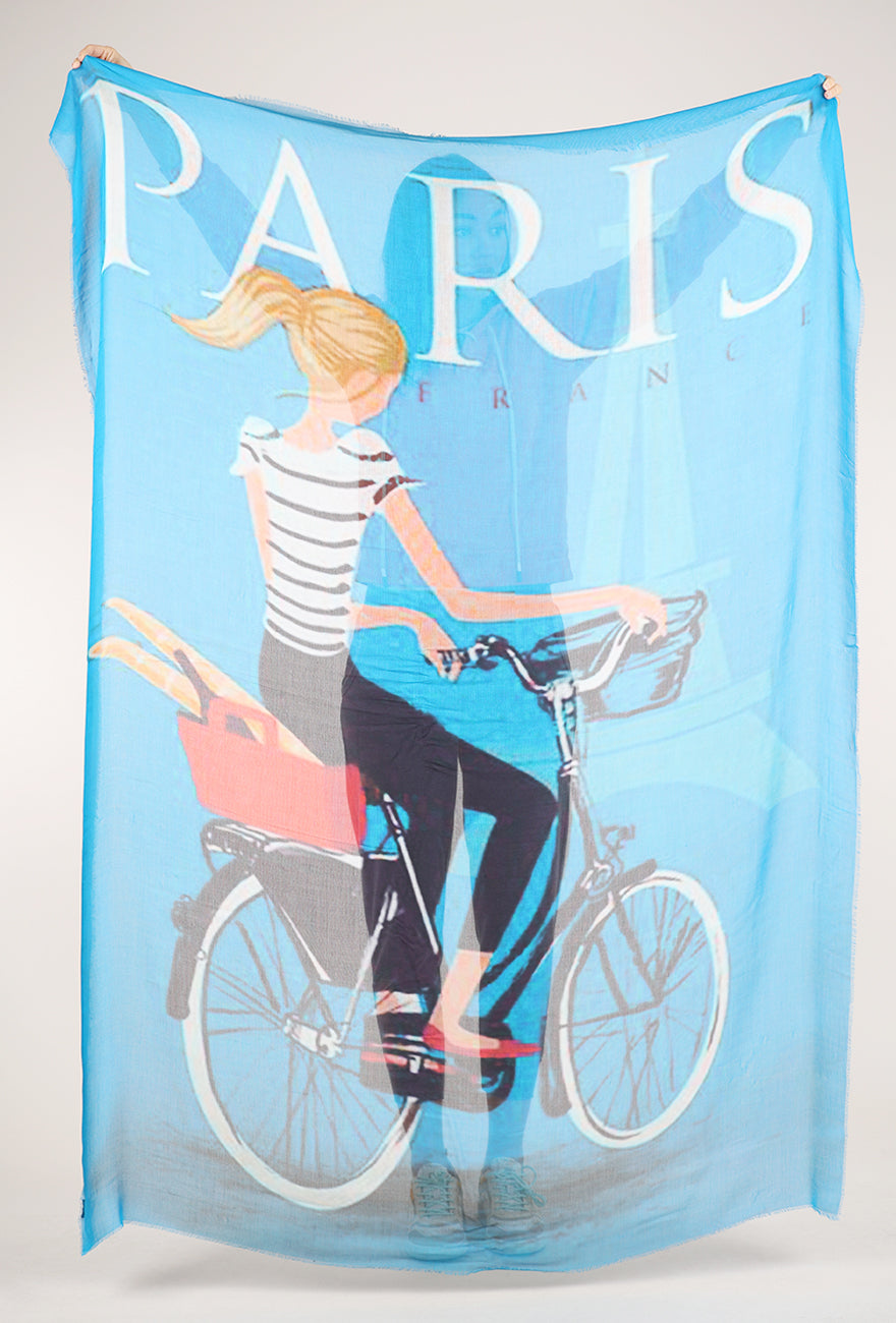 Blue Pacific Vintage Locale Scarf, Paris 