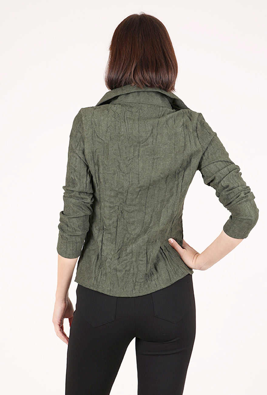 Trisha Tyler Faux Suede Crinkle Top, Sage 