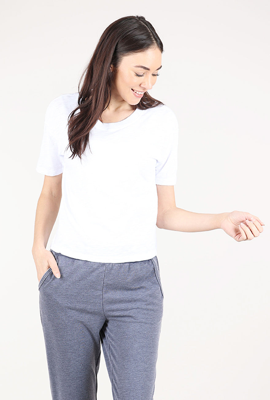 Mododoc S/S Shrunken Boxy Crew Tee, White Halo 