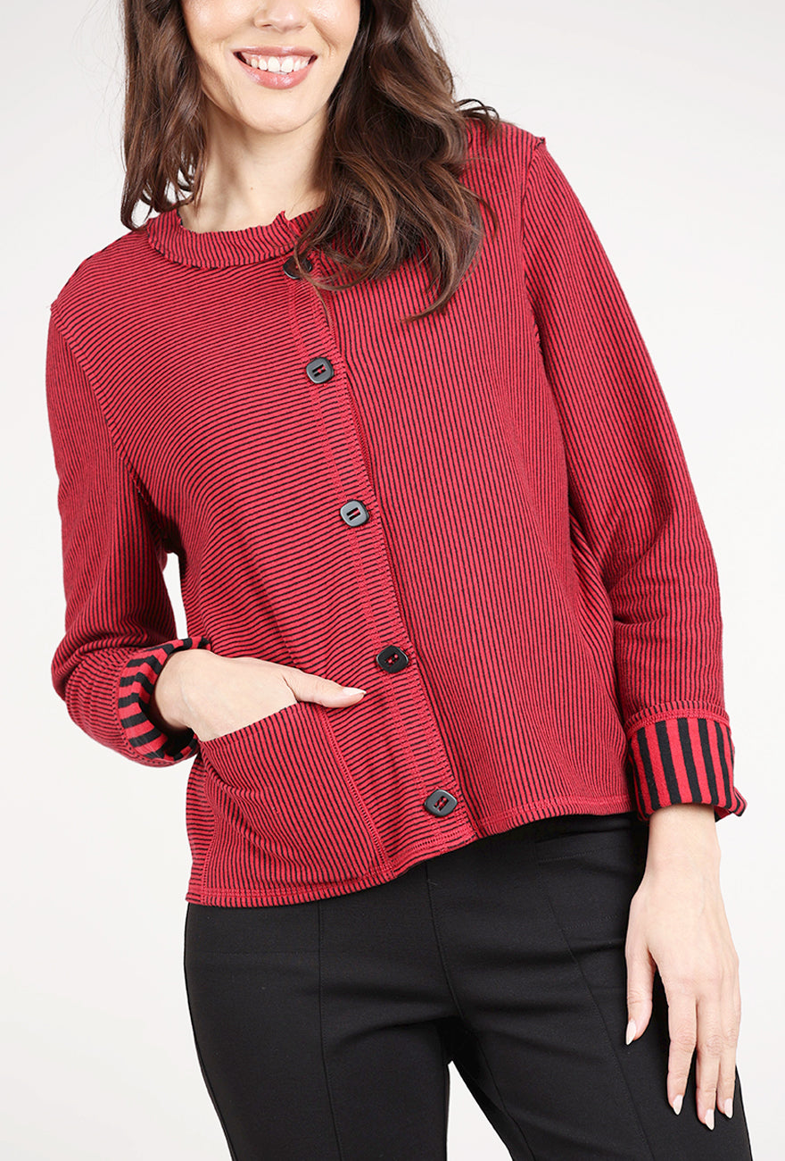 Habitat Double-Faced Stripes Cardie, Ruby 