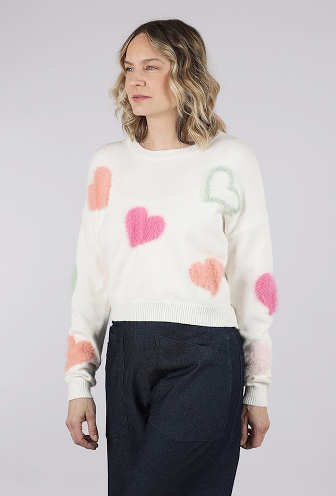 Urban Daizy Heart of Fuzz Sweater, Ivory 