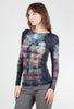 AMB Designs Raw Edge Second Skin Top, Mixed Media/Navy Multi 