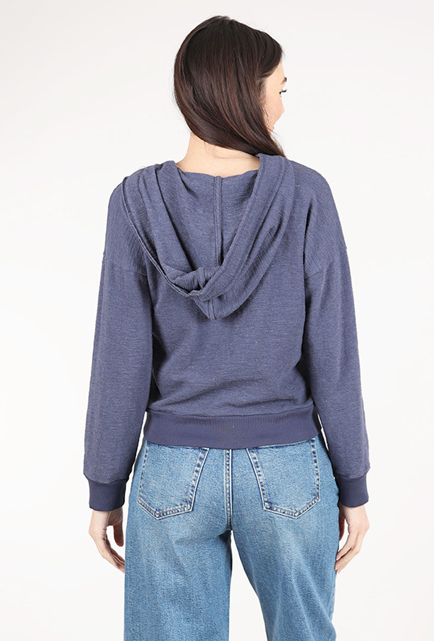 Mododoc Lace Up Henley Hoodie, Sailor Blue 