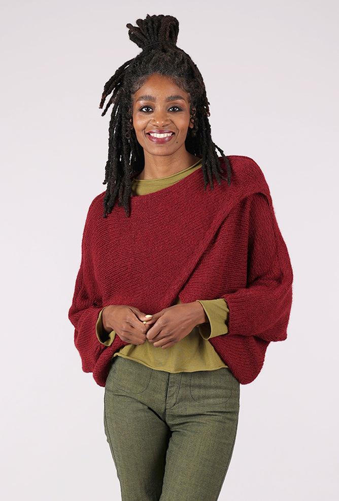 Me & Gee Crossover Sweater, Merlot 