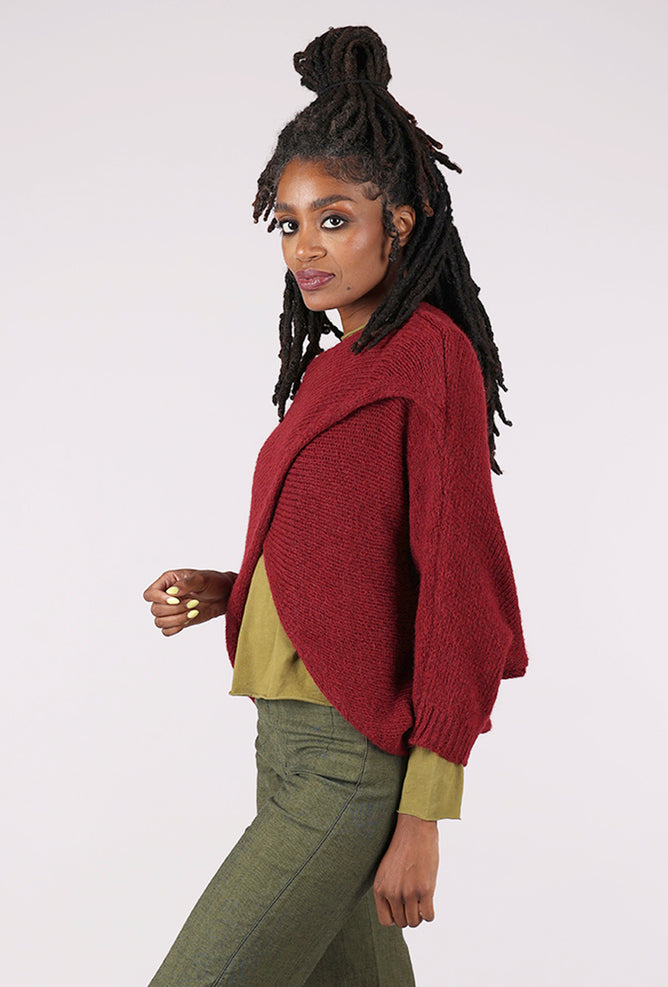 Me & Gee Crossover Sweater, Merlot 