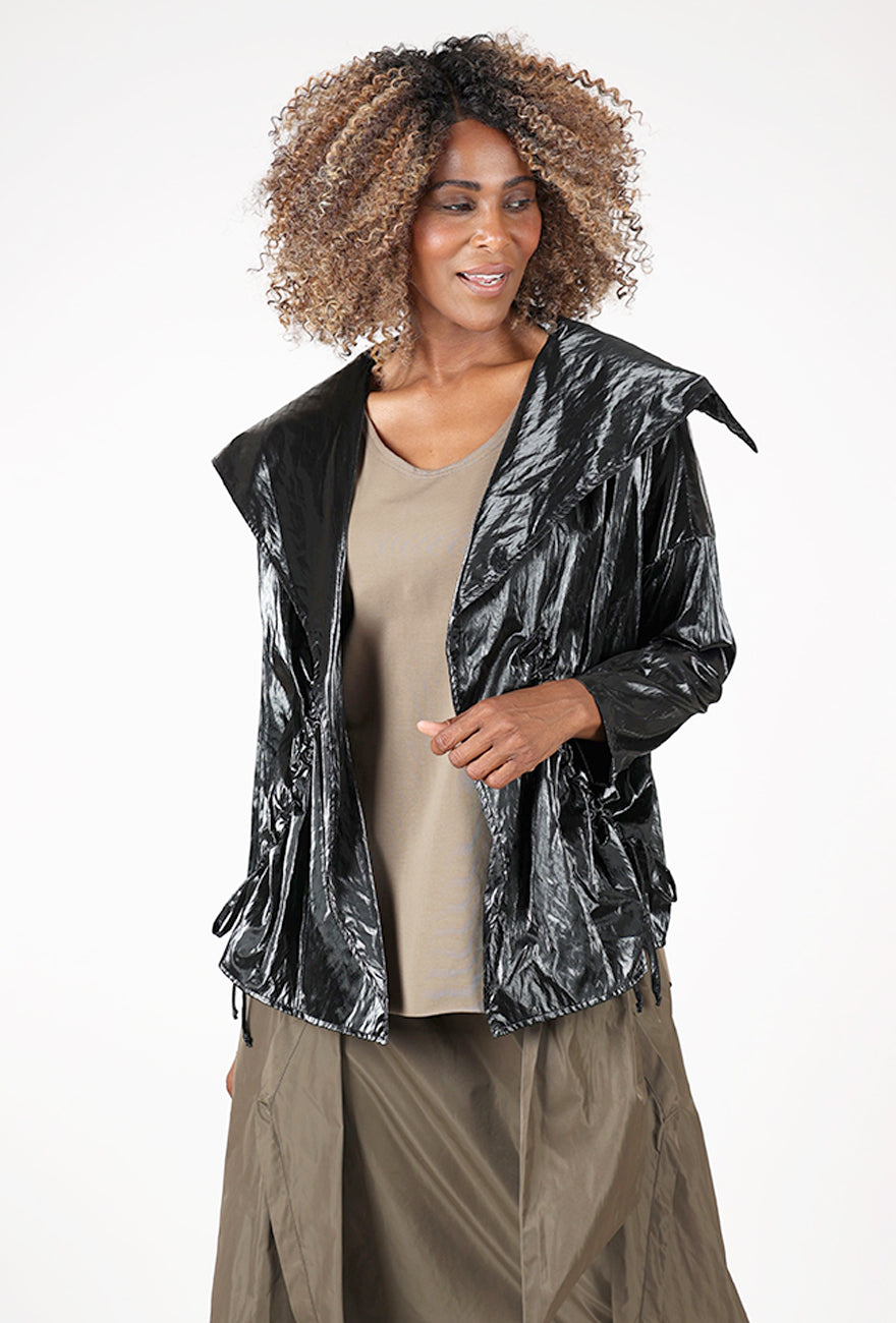 Planet Lustrous Drawstring Jacket, Black 