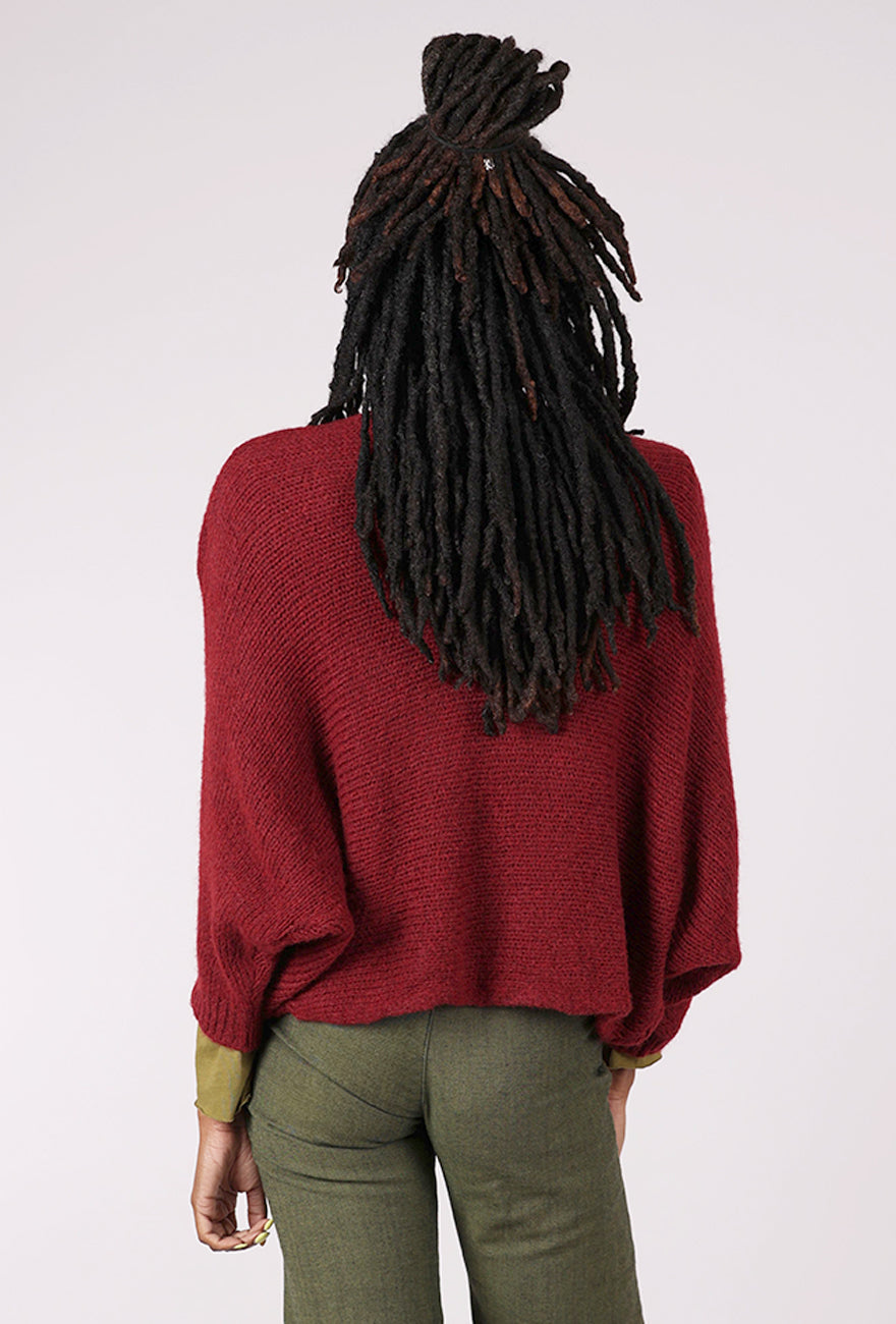 Me & Gee Crossover Sweater, Merlot 