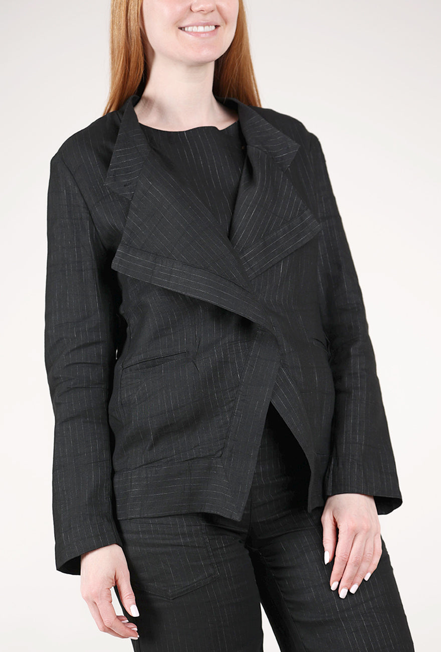 Hannes Roether Shapely Pinstripe Jacket, Black 