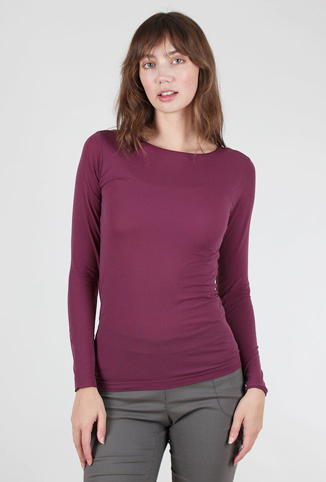 AMB Designs Raw Edge Solid Second Skin Top, Merlot 