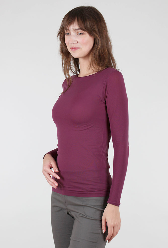 AMB Designs Raw Edge Solid Second Skin Top, Merlot 