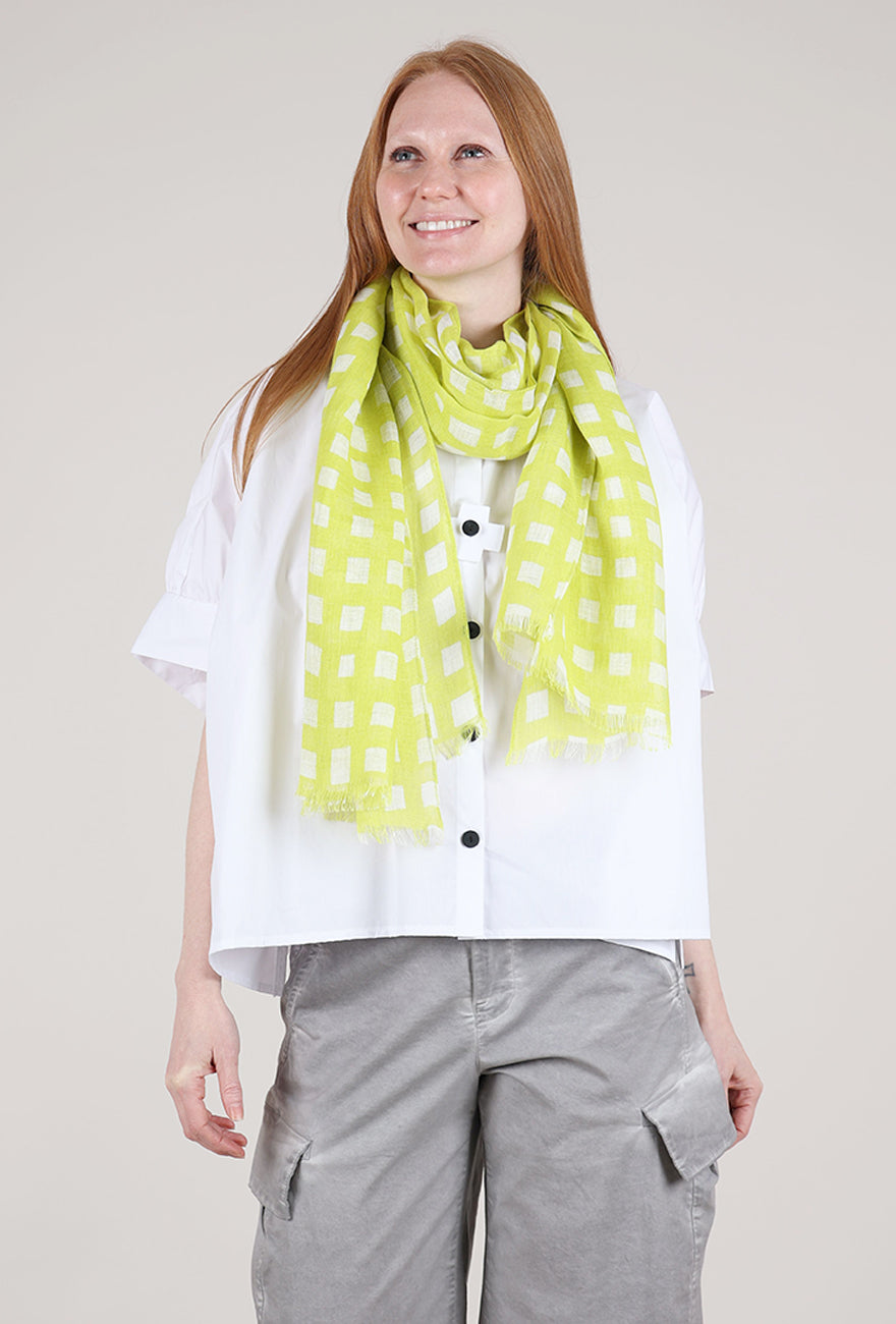 See Design Blocks Print Linen Scarf, Lime 