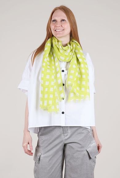 See Design Blocks Print Linen Scarf, Lime 