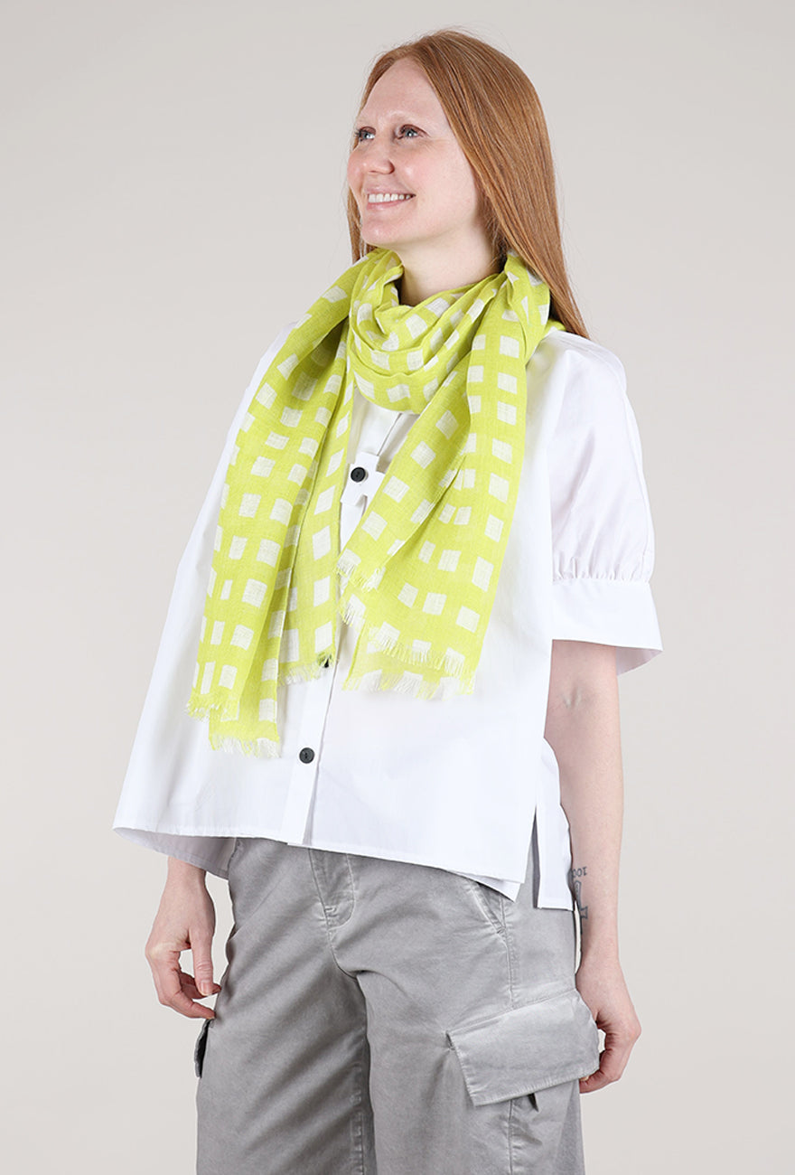 See Design Blocks Print Linen Scarf, Lime 