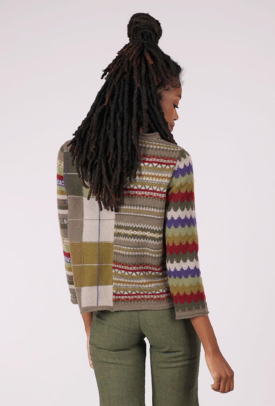 Habitat Winter Whimsy Mixed Pattern Pullover, Truffle 