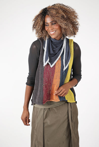 Mirror in the Sky Cashmere Felted Border Bandana, Light Gray/Charcoal 