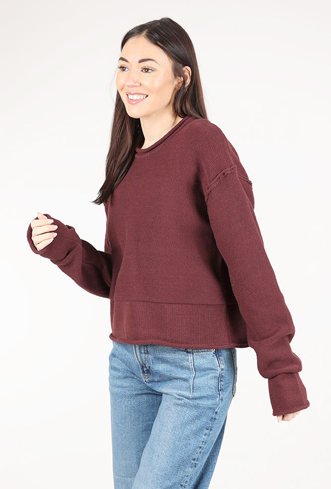 Grade & Gather Rolled Edges Sweater, Vino 